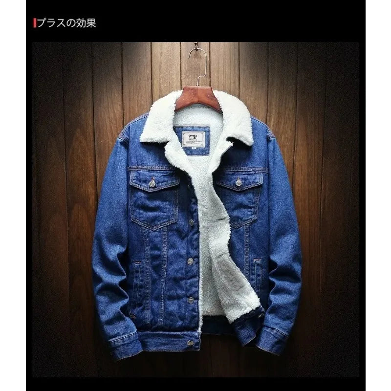 Men Blue Denim Jackets And Coats Winter Warm Jeans Jackets New Male Slim Fit Denim Coats Thicker Warm Casual Denim Jackets 6XL