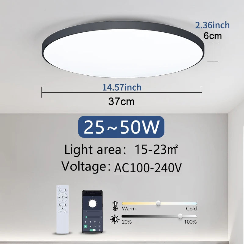 MING&BEN Smart LED Ceiling Lamps 18.5in Round Modern LED Ceiling Light With APP Remote Control Dimmable For Bedroom Living Room