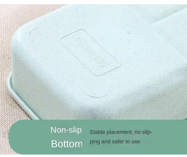 Microwave Lunch Box Wheat Straw Dinnerware Food Storage Container Children Kids School Office Portable Bento Box Lunch Bag
