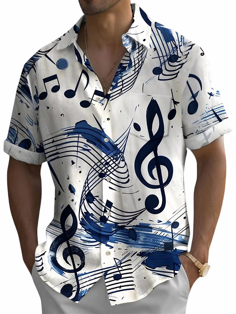 Music Men's Shirt 3d Print Casual Fashion Short Sleeved Shirt For Men Loose Summer Hawaiian Shirt Man Casual Men's Clothing New