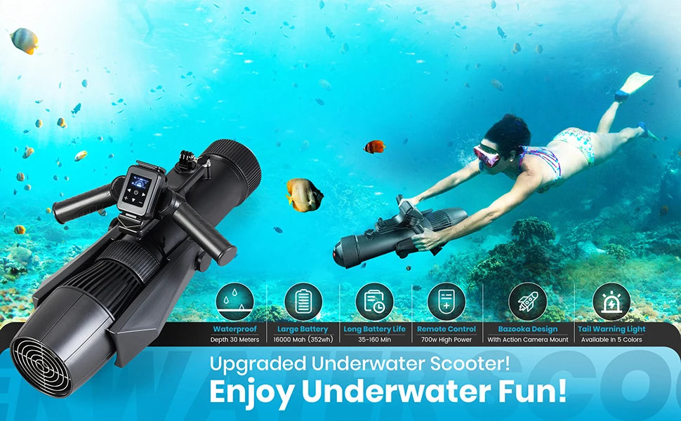 Camolech New 900W Underwater Sea Diving Scooter SUP Motor Electric Fin Propeller Removable Battery for Pool Diving