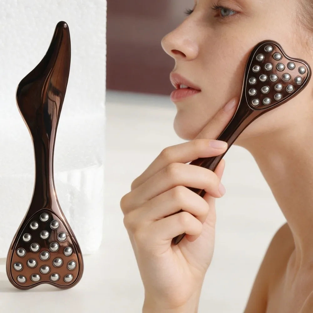 20 Beads Design Point Pressing Massager Reduce Puffiness Skin Scraping Facial Roller Face Lifting and Tightening