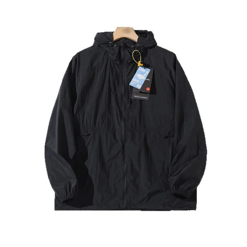 High Quality Outdoor Hooded Jacket Couple Matching Summer Sports Wear Men's Style Two-Way Zipper Waterproof Running Clothes