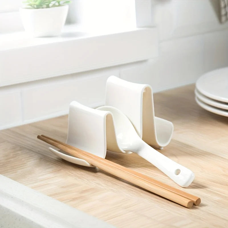 1pc Innovative Wave Design Kitchen Organizer - Plastic Pot Lid Holder, Chopstick & Utensil Rack for Countertop Storage