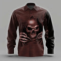 Men's Skull Death Ripped Shirt Button Up Shirt Long Sleeve Dark Punk Gothic Style Streetwear Turndown 3D Print Collared Shirts