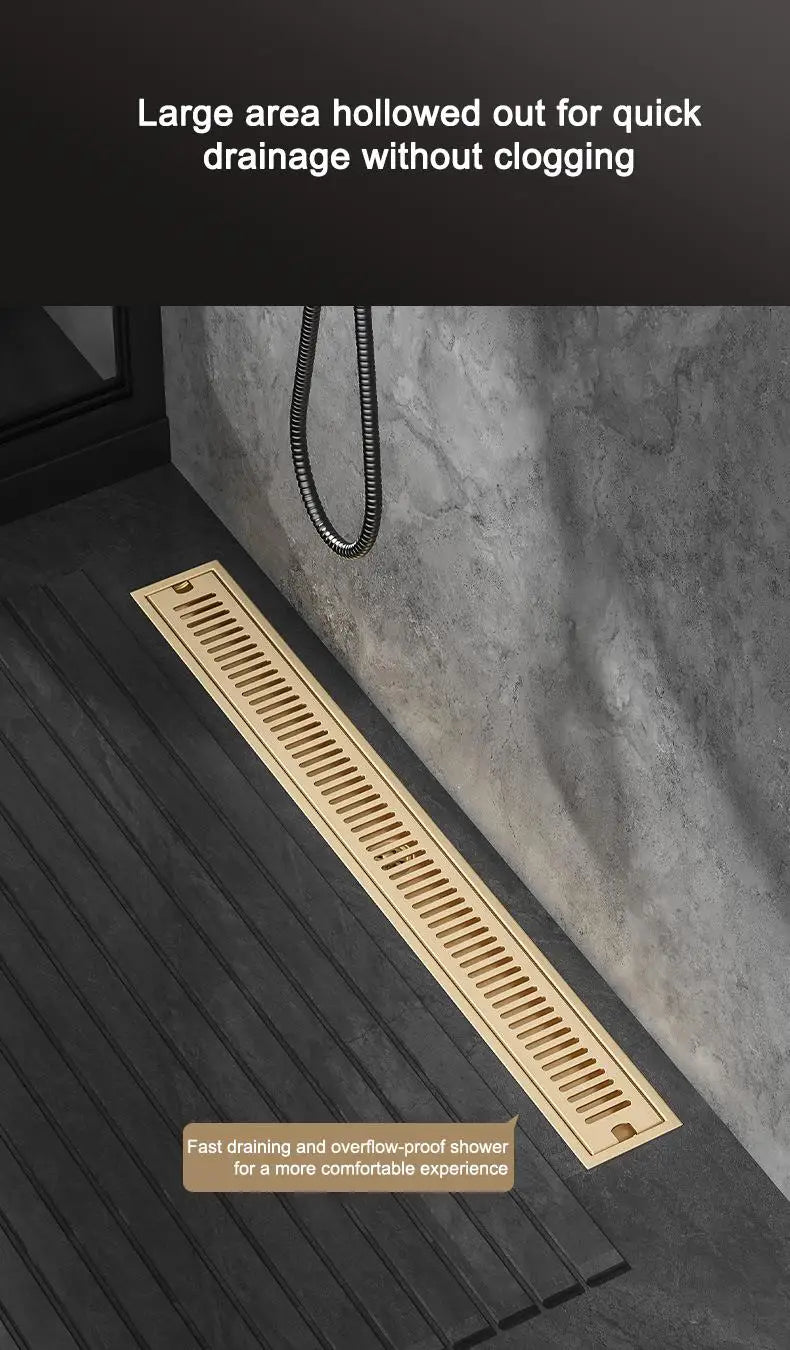 20/30/40/50/60cm Stainless Steel Shower Floor Drain Bathroom Rectangle Linear Floor Drainage Floor Drain with Strainer Covern