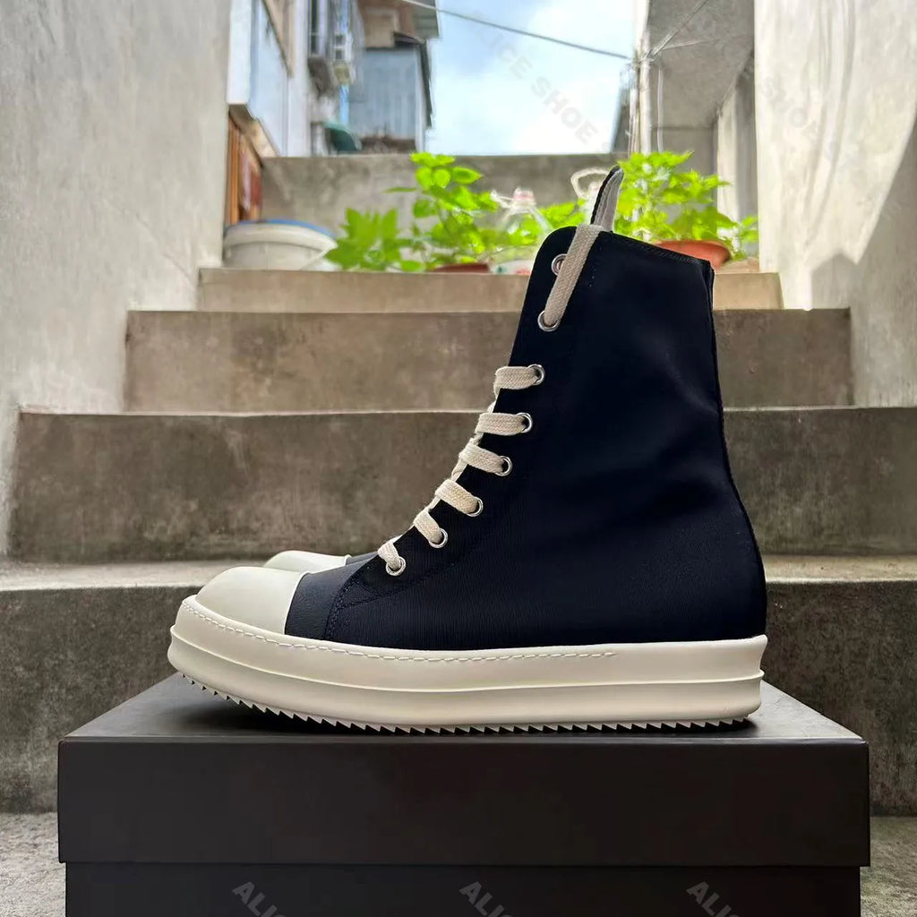 Casual High Top Women Sneaker Designer Men Shoe Black Fashion Satin Zip Shoe Classic Luxury Platform Trainer Flat Lace Up Shoe