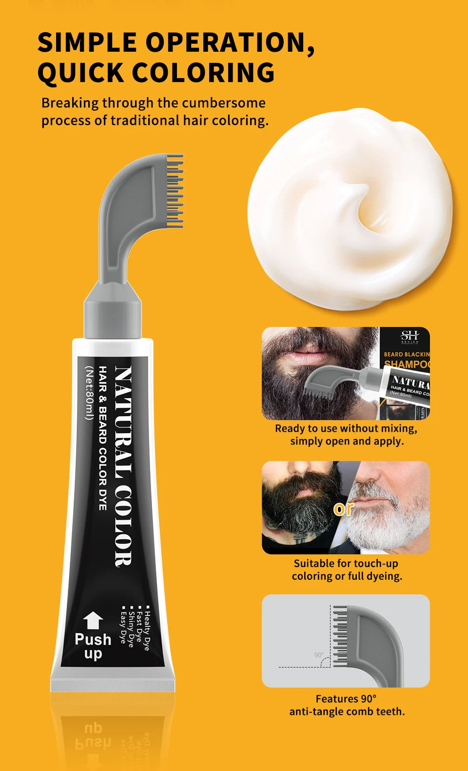 Rosemary Black Beard Dye Cream With Comb 3 Minutes Fast Instant Hair Dye Shampoo Herbal Extract Beard Cover Permanent Hair Dye