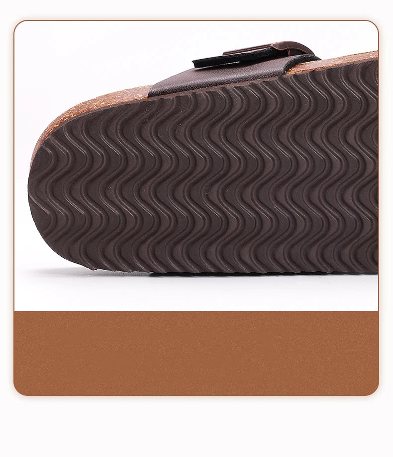 Crestar Womens Mens Sandals Fashion Adjustable Buckle Cork Footbed Slides Outdoor Beach Sliipers with Comfortable Arch Support