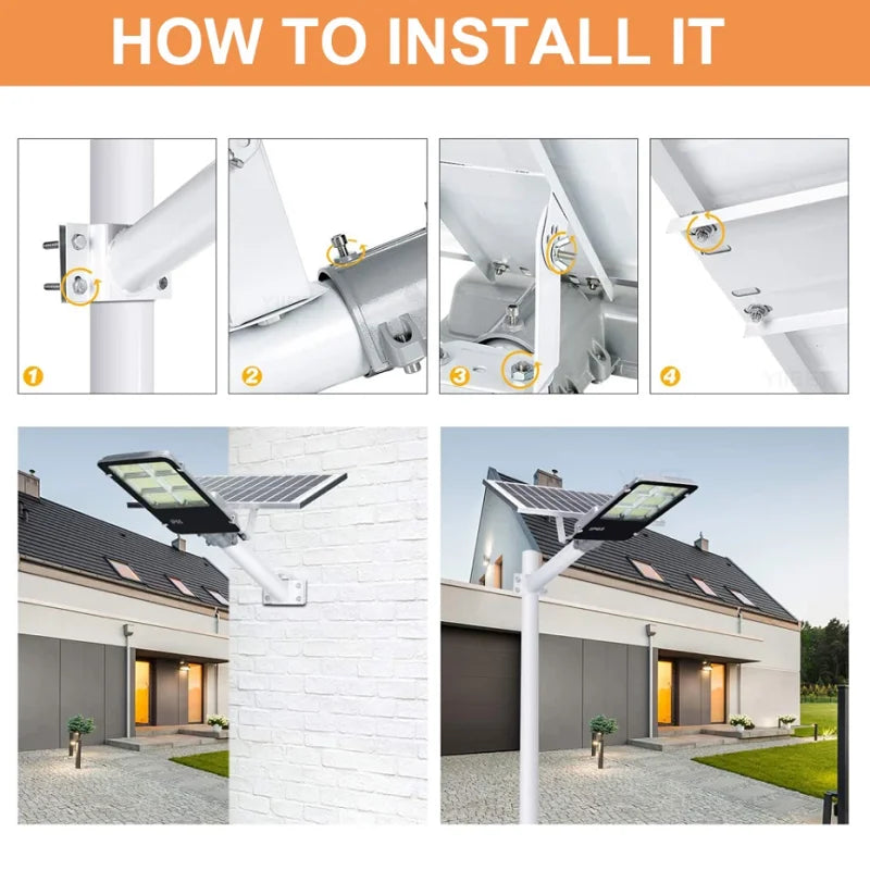Upgrade Solar Street Light Outdoor Garden Courtyard Led Lamp Backyard Street Lamps Security Flood Lighting Remote Control  Pole