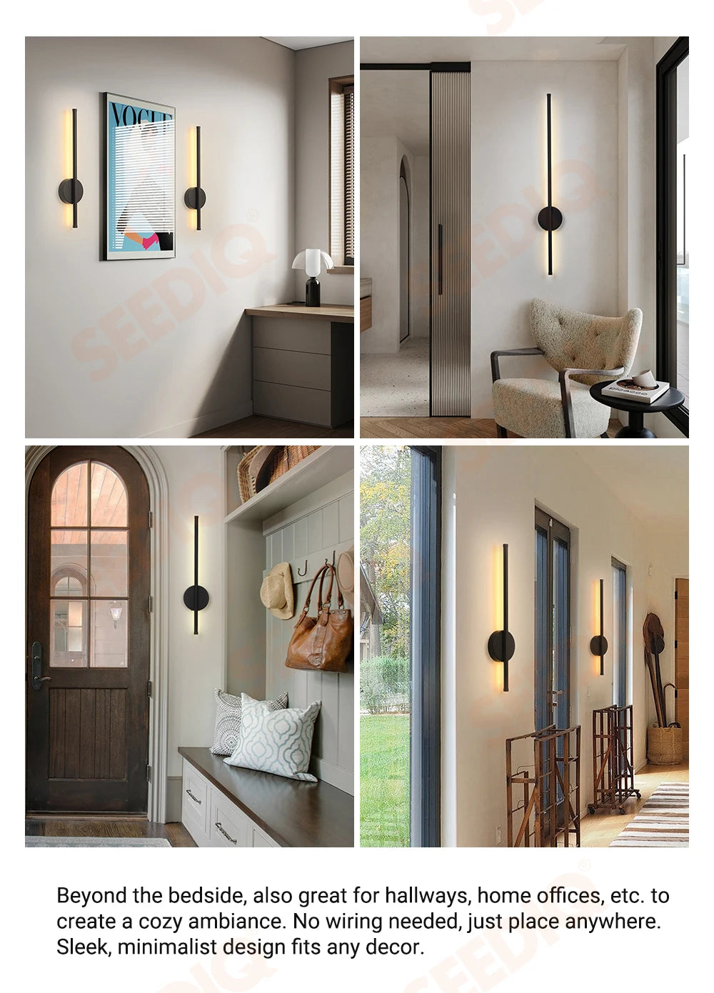 Rechargeable Battery Operated Wall Light Installation Free Wall Sconce 1PC 50CM Dimming For Livingroom Sofe Beside Bedroom
