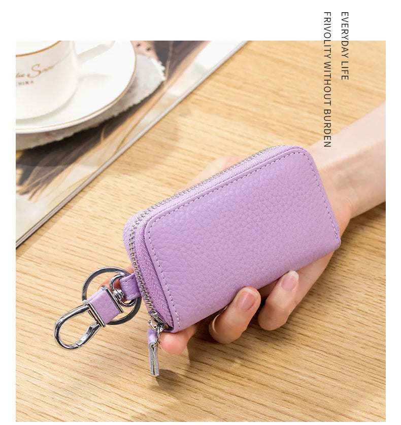 Key Case Multifunctional Zipper Men's Household Key Case Universal Car Keybag Women Leather Organizer Keychain Wallet 10 Color
