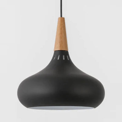 GEW Nordic Modern Funnel Pendant Light Wood Aluminum E27 Multi Color Hanging Lamp for Dining Kitchen Island Bedside