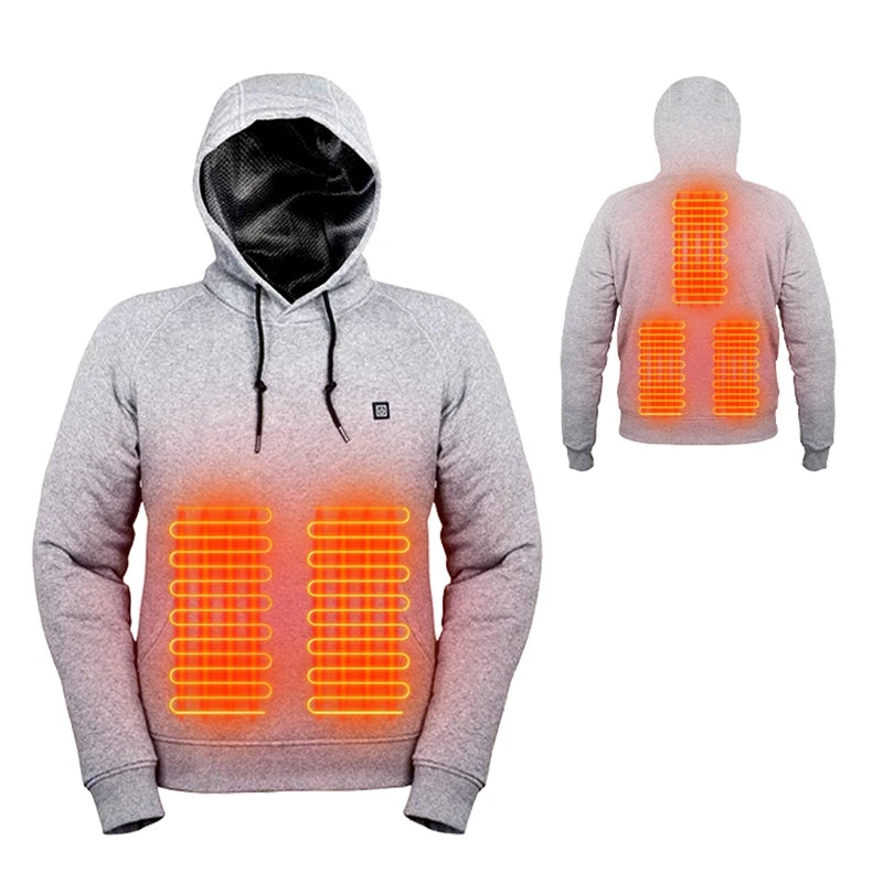 Men's Winter Warm Heated Hoodie 2026 Outdoor Electric USB Charging Heat Jacket Outdoor Sportswear Electric Heated Clothes