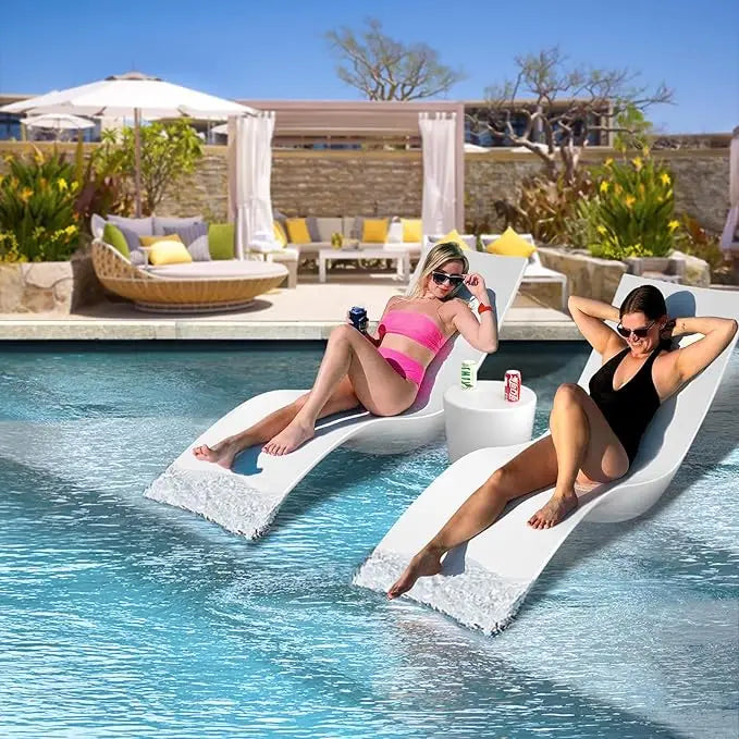 Outdoor Pool Furniture PE Plastic Sun Lounger Chaise Pool Deep Lounger
