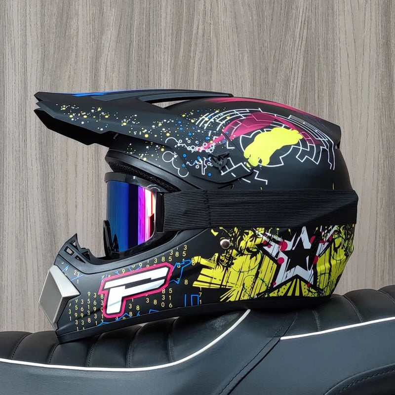 Professional motorcycle off-road helmet with free goggles, off-road bike ATV Quad DH racing protective helmet Casco
