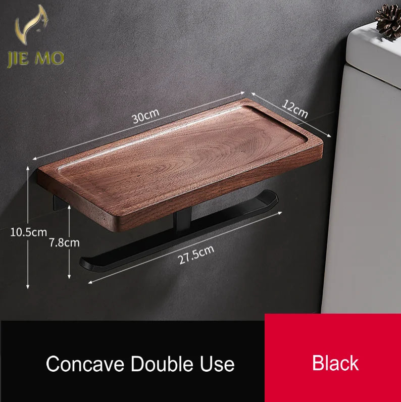 Paper Towel Rack Black Walnut Toilet Roll Rack Creative Solid Wood Paper Towel Hook Bathroom Rack