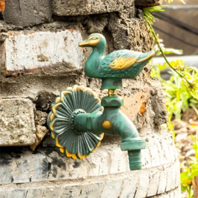 Bathroom Garden Faucet Antique Brass Kindergarden Wall Mount Animal Cold Water Faucet Basin Faucet