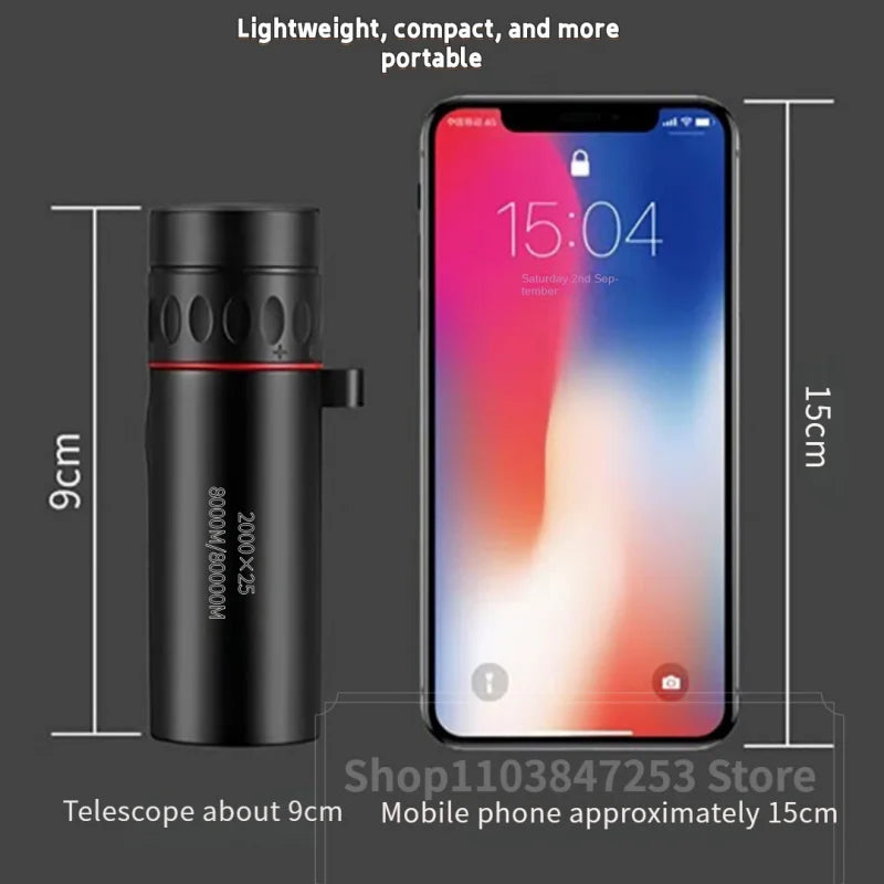2000x25 HD Monocular Telescope Mini Portable Mobile Phone Telescope with Holder Outdoor Camping Hunting Birdwatching Telescopes