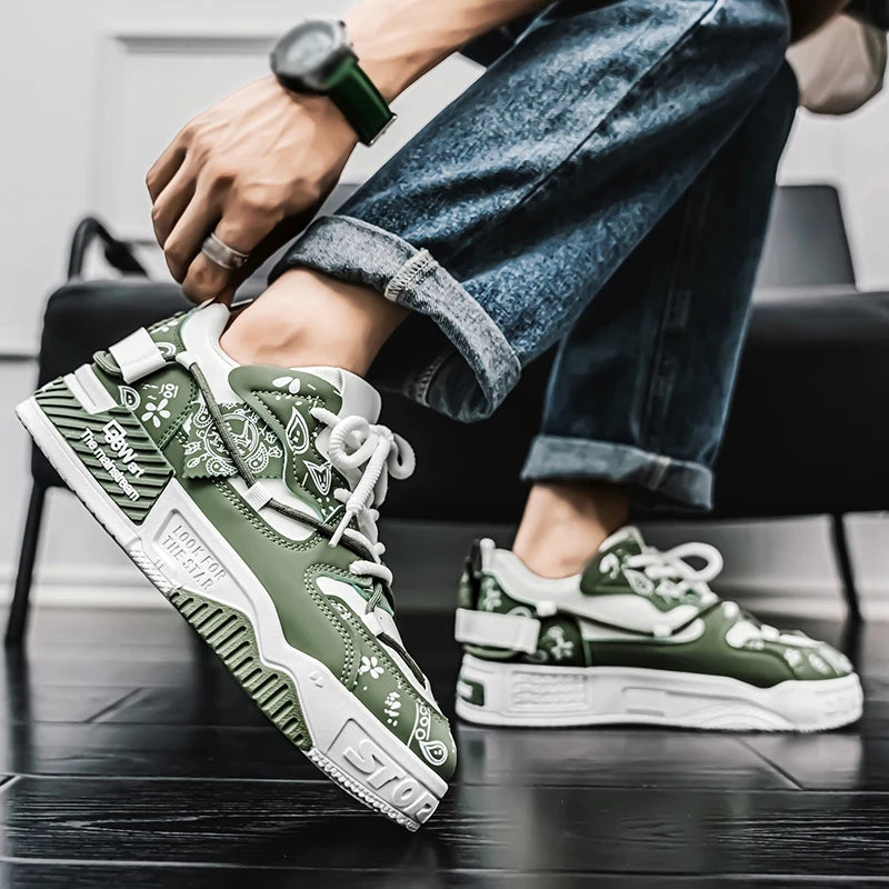 Sports casual shoes, graffiti board shoes, men's casual shoes, all-season shoes, suitable for outdoor hiking, leisure,