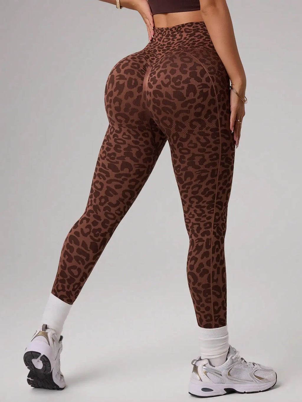 Women High Waist Leopard Print Seamless Yoga Leggings Cross V Waist Butt Lift Gym Workout Fitness Pants