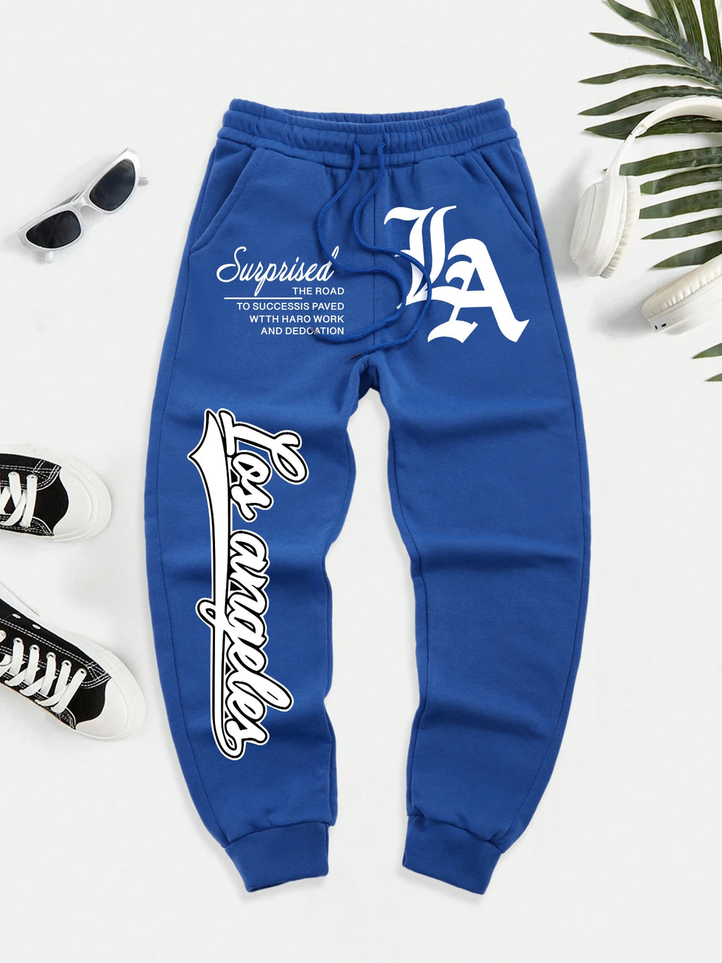 Los Angeles Art Letter Print Casual Sport Trousers Men Fashion Autumn Sweatpant Warm Soft Sportpants High Street Basic Britches