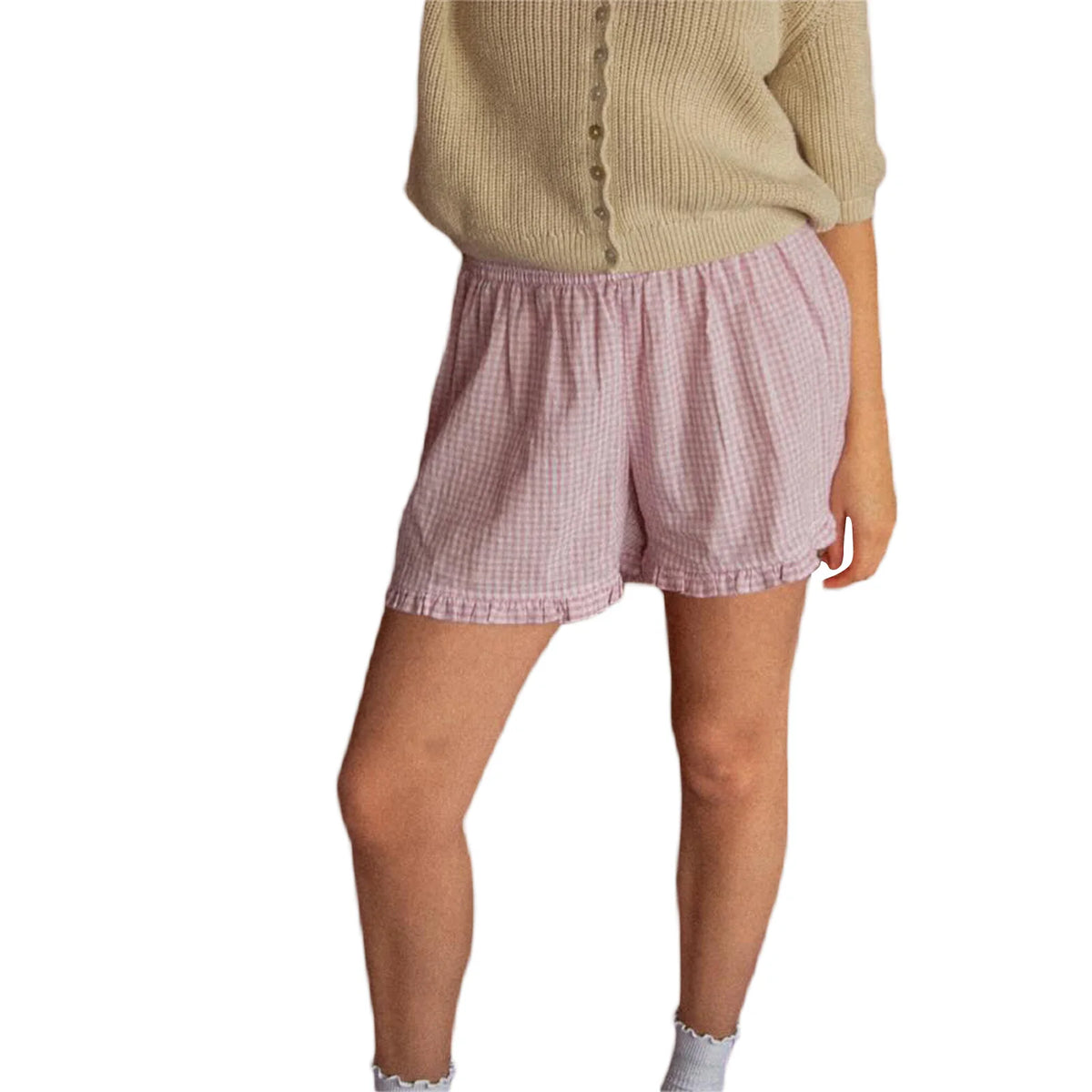 Boxers for Women Y2K Aesthetic Elastic Waist Striped Plaid Print Pajama Shorts Teen Girls Summer Cute Lounge Bottoms Sleepwear