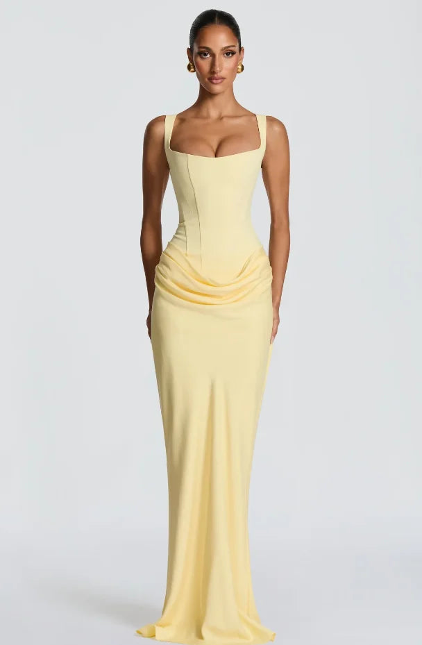 Women Sexy Solid Pleated Strapless Dress Lady Chic Off-shoulder Backless High Waist Split Dresses 2026 Summer Evening Party Gown