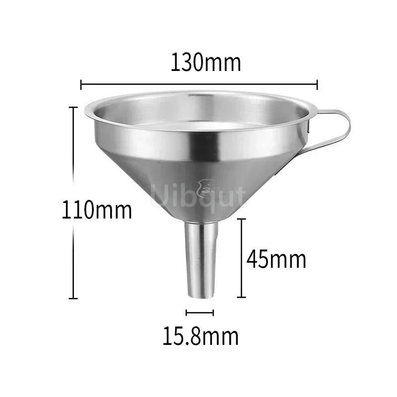304 Stainless Steel Funnel Metal Wide Mouth Funnel With Strainer Mesh For Cooking Oil Liquid Spice Filter Home Kitchen Gadgets