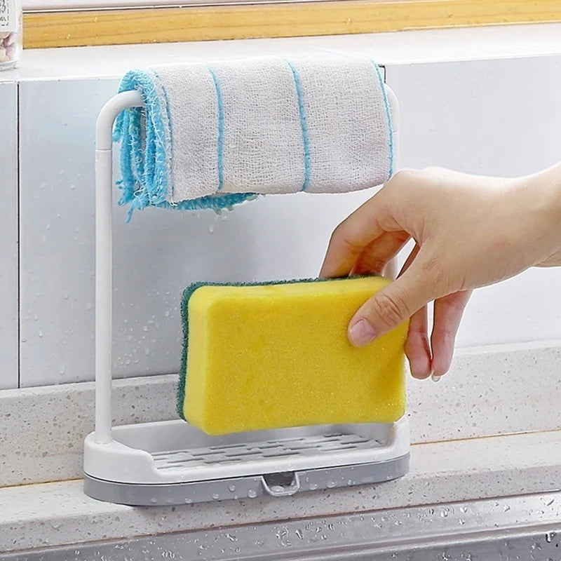 Kitchen Storage Rack Dishcloth Hanging Rack Towel Sponge Drain Racks Bathroom Soap Holder Sink Desktop Organizer