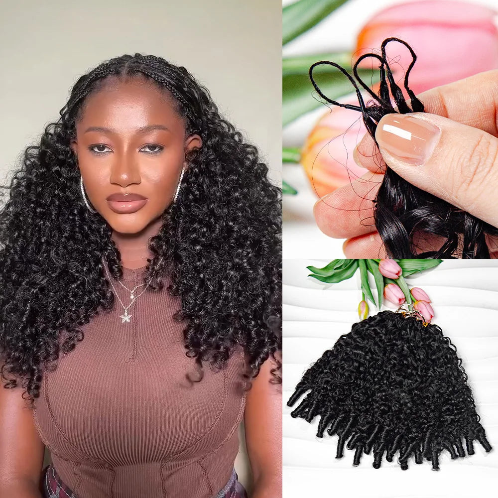 Curly Feather Crochet Human Hair Extensions Knotless Pre Separated Burmese Curly Crochet Extension With Special Curly Ends