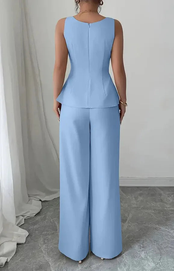 2026 Solid Color Elegant Two-piece Set Sexy Tube Top And Wide-leg Pants Outfit Vestidos Y2k Office Wedding Guest Business Casual
