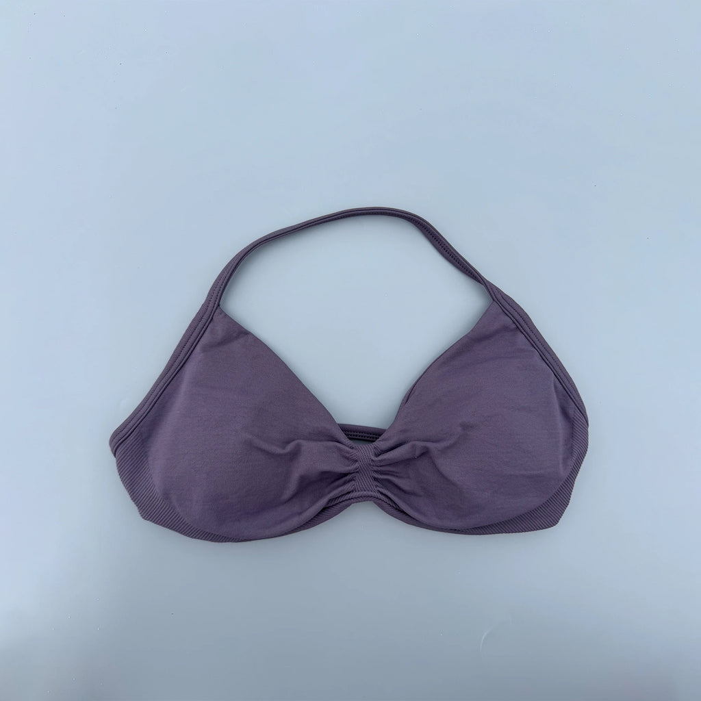 Sports Strappy Bra Yoga Underwear Women Gym Crop Top Running Exercise Backless Bra Support ActiveWear Fitness Workout Halter