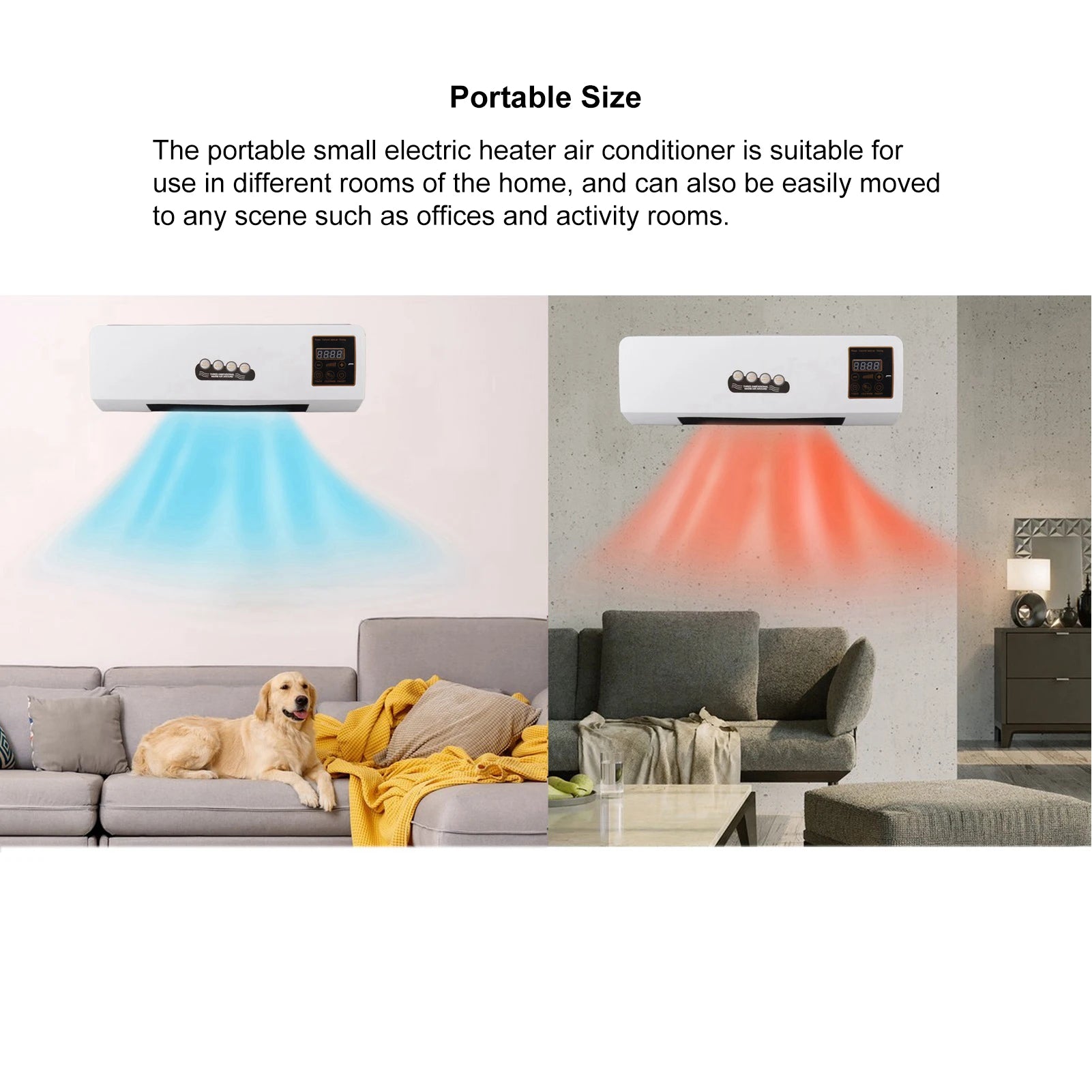 Wall Heater and Air Conditioner Combo Electric Cooling and Heating Machine Low Noise 2 in 1  Heating  for Bathroom