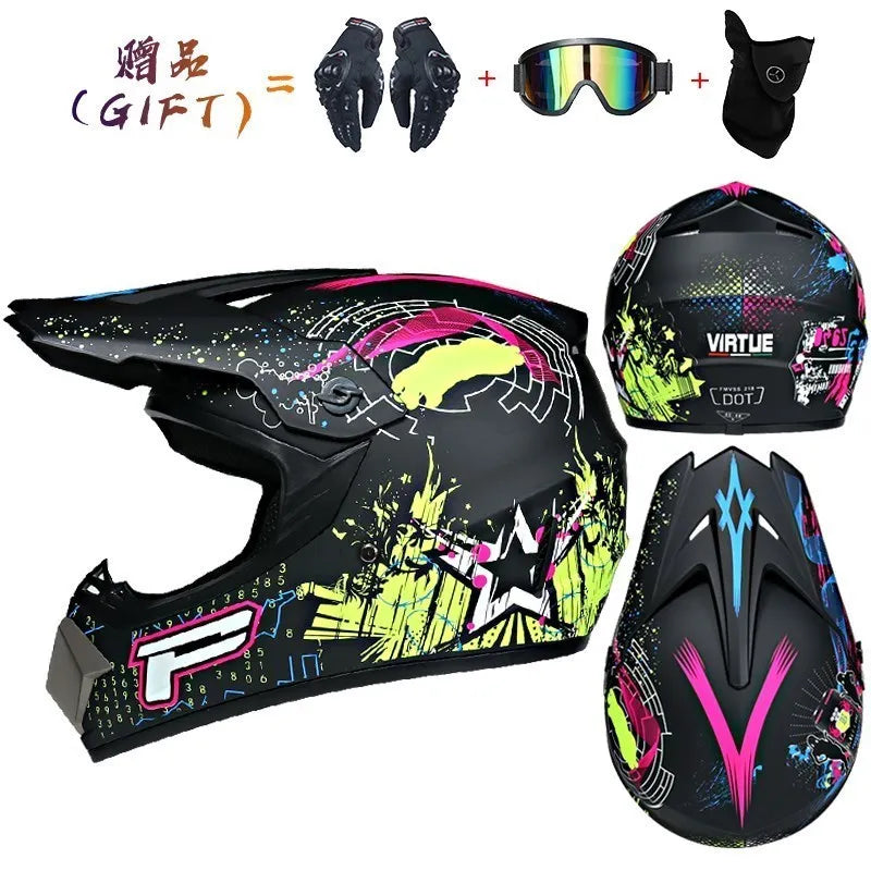 Off-road Motorcycle Helmet, Adult Motocross ATV Downhill MTB DH Helmet with Visor, DOT Approved Capacetes for Riding