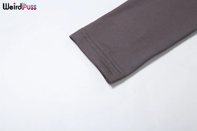 Weird Puss Hipster Ruched Dress Women O-Neck Full Sleeve Skinny Stretch Robe Autumn Trend Simple Classic Pleats Long Bodycon