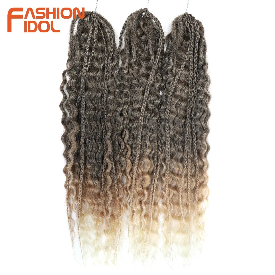 FASHION IDOL 24 Inch 300g Ariel Hair Synthetic Crochet Curly Hair Water Wave Braid Hair Ombre Blonde Braiding Hair Extensions