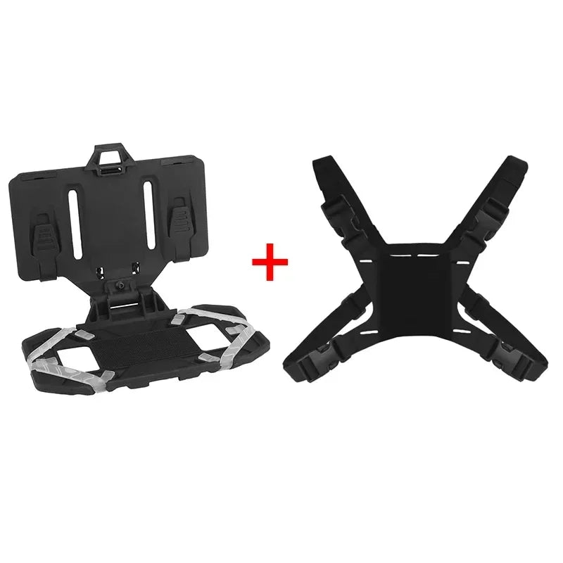 Tactical Admin Phone Platform Molle Cell Phone Holder Carrier Phone Mount with H Harness Strap Shoulder Harness for Screen Size