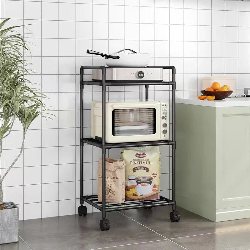 Kitchen storage cart for shelves - multi-level floor-standing household storage unit - bathroom shelf organizer