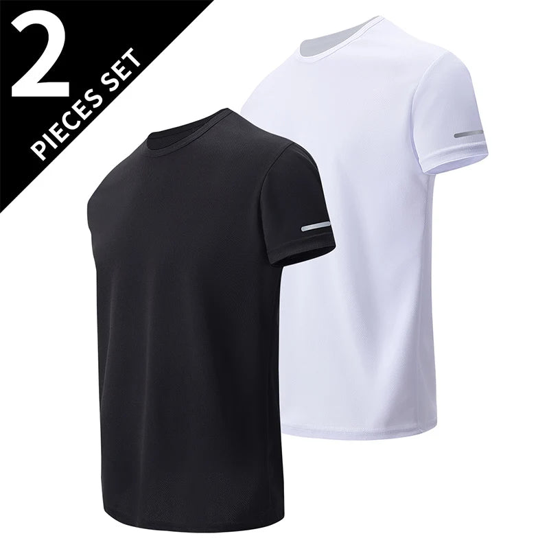 1/2 Piece Men's Four Season Short Sleeved Quick Drying Sports And Fitness Comfortable Plus Size Youth Casual Basic T-shirt