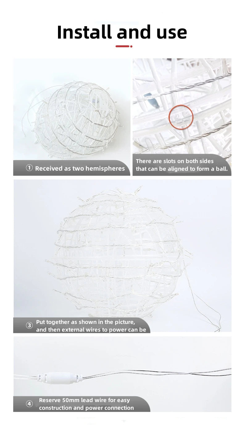 Christmas Festoon Rattan Ball LED Light Ramadan Outdoor Hanging Lamp Fairy String Light for Holiday Wedding Party Decoration