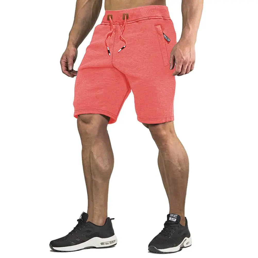 TACVASEN Summer Cotton Running Track Shorts Mens Casual Jogger Shorts Elastic Waist Athletic Workout Zipper Pockets Short Pants
