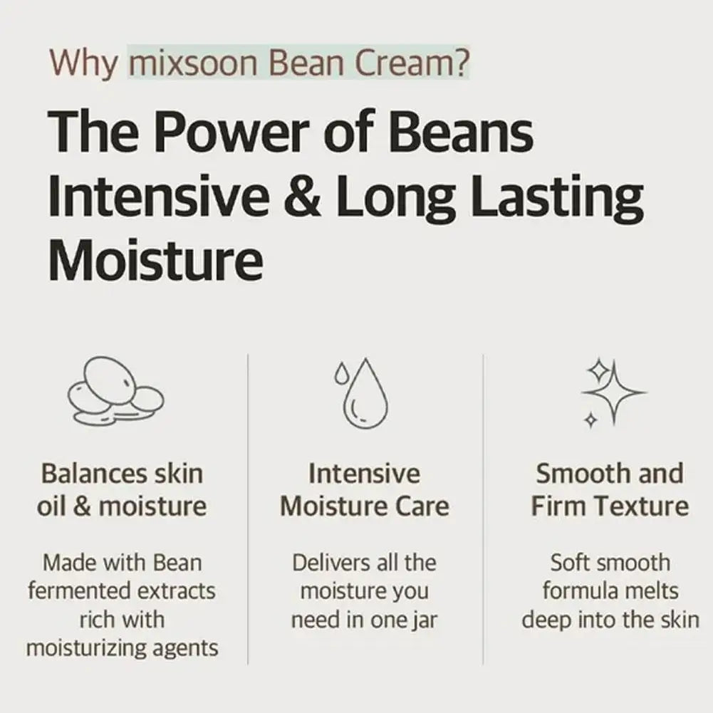 Mixsoon Bean Essence & Cream - Repair Damage Anti-aging Fade Spots Thick And Moist Moisture Mild and Smoothing Korean Skincare