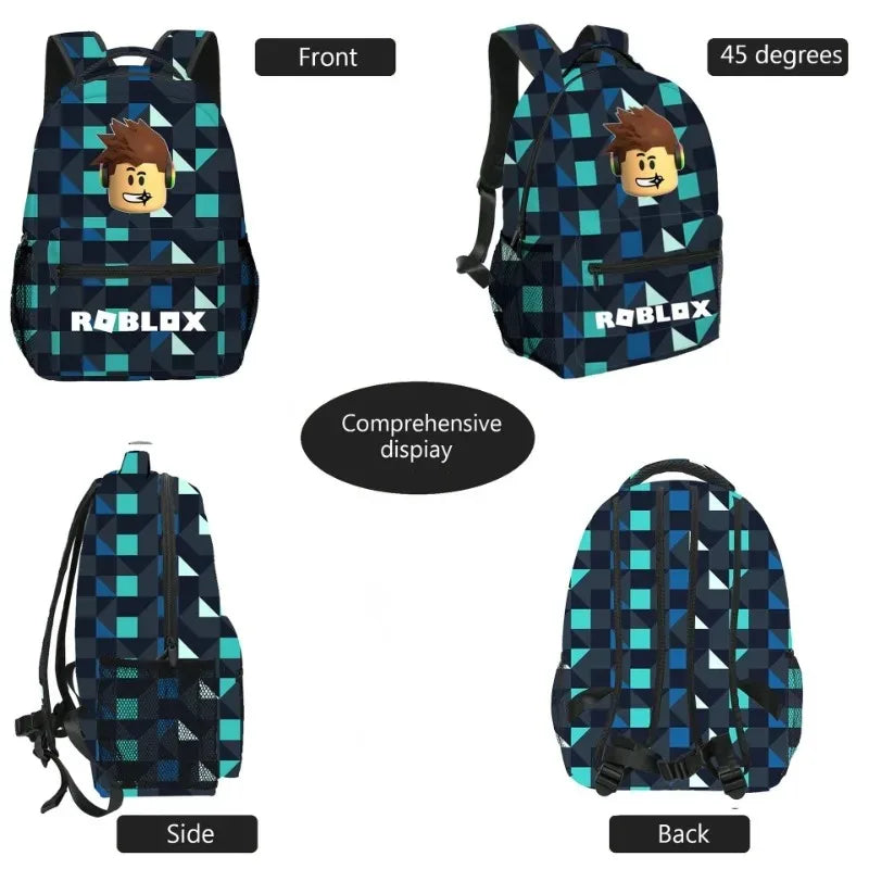 3pcs/Set Game Roblox Cartoon Anime School Bag Lunch Bag Pencil Case Set Student Backpack Birthday Gifts