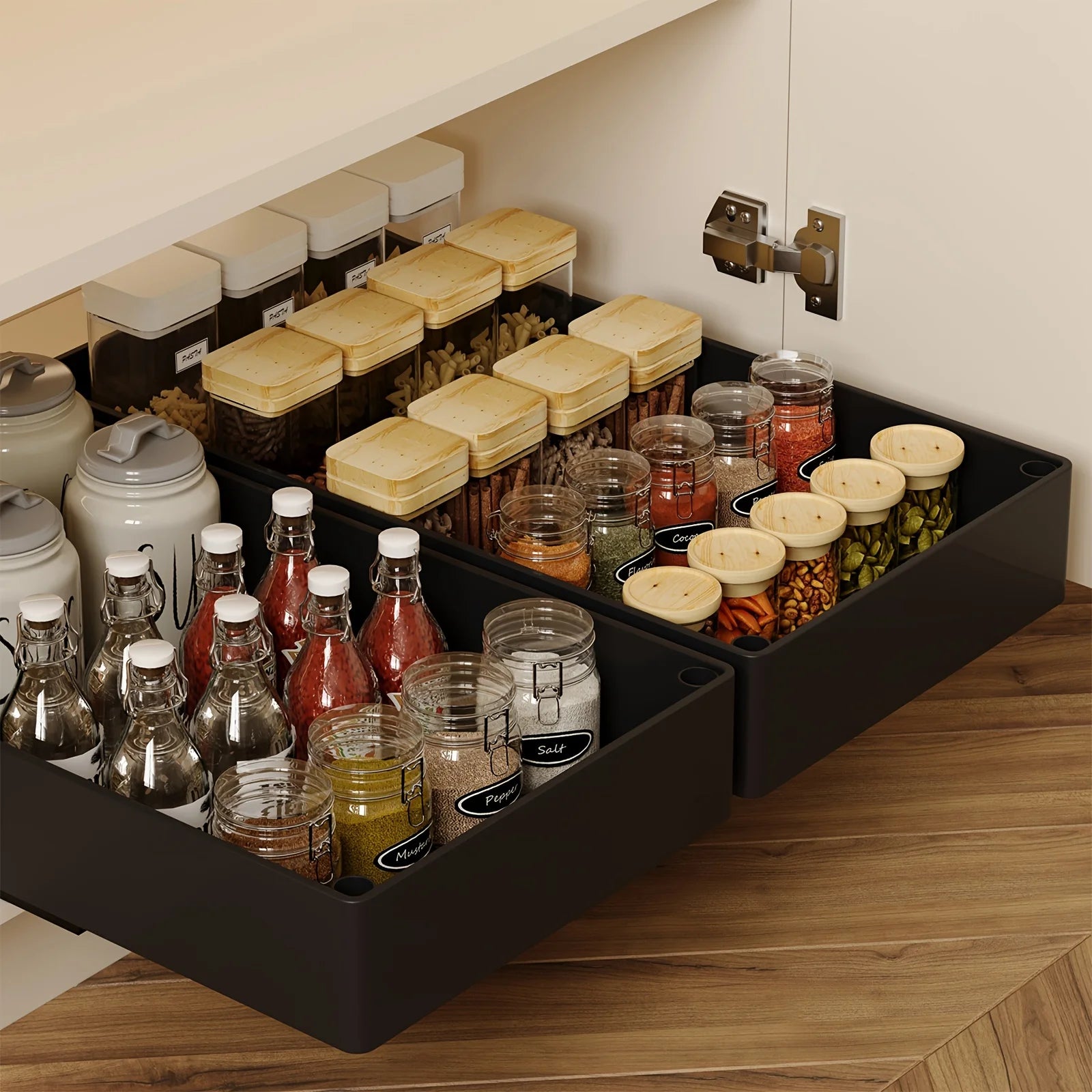 Cabinet Pull Out Organizer Slide Out Storage Rack with Slide Rail for Bowl Spice Utensils Storage Kitchen Bathroom Organization