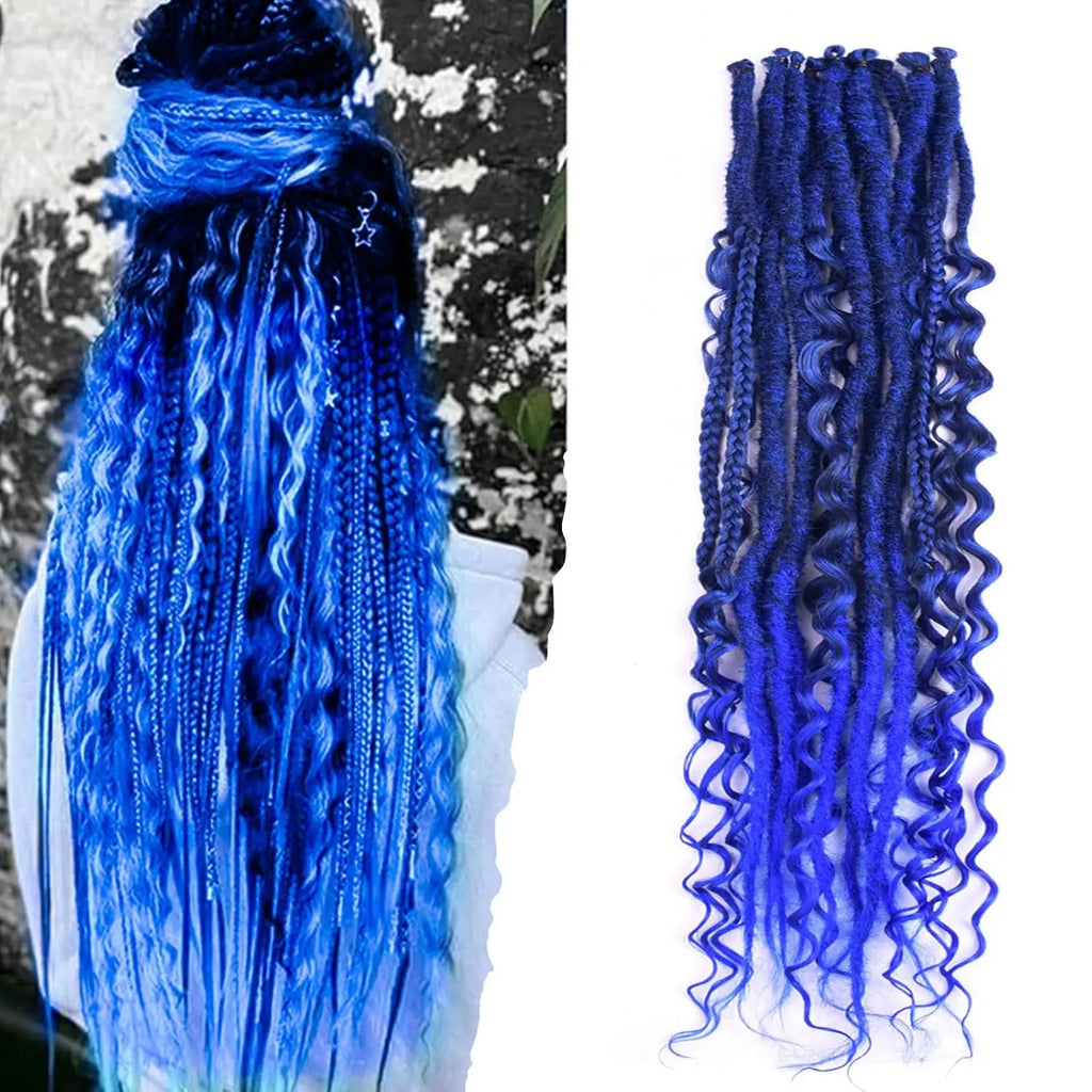 Synthetic SE Dreadlocs Braids Hair Extensions, 24 Inch 8 Strands/Lot 3 In 1 Mixed Hippie Style Single End Dreadslocks for Women