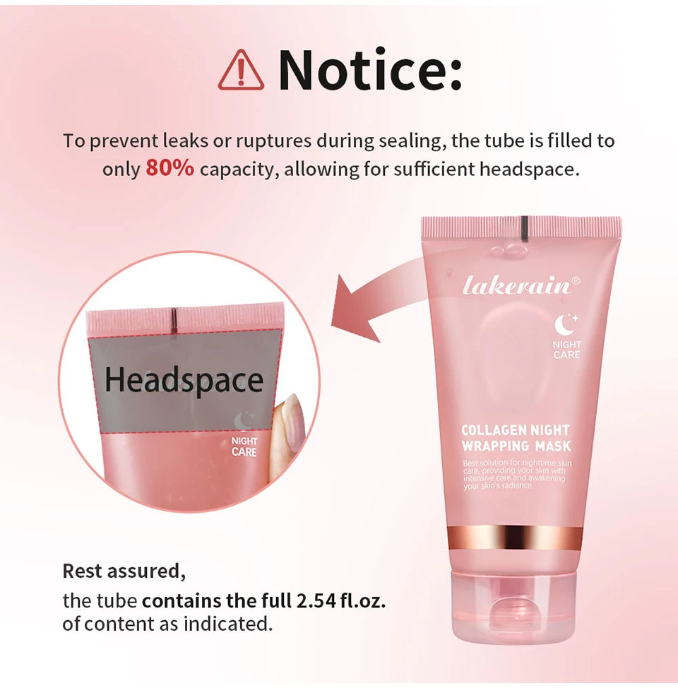 Collagen Overnight Wrapping Peel Off Facial Mask, Korean Collagen Night Wrapping Mask Deeply Hydrates Night Care Mask Cream 75ml