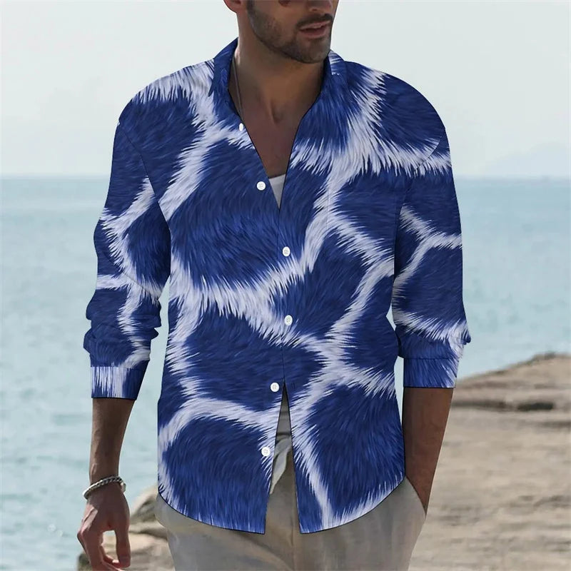 Men's shirt giraffe printed animal shirt autumn casual shirt men's cool shirt long sleeved pattern fun top size XS-6XL