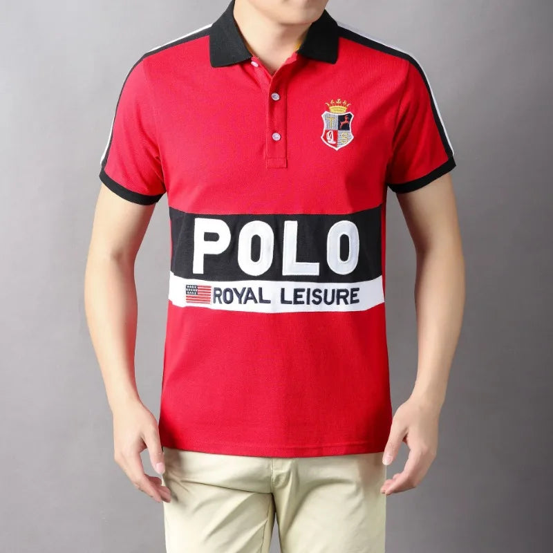 Plus Size 7XL 100% Cotton Summer Men's Polo Shirts Luxury Short Sleeve Contrast Color Letter Embroidery Simple Casual Male Tees