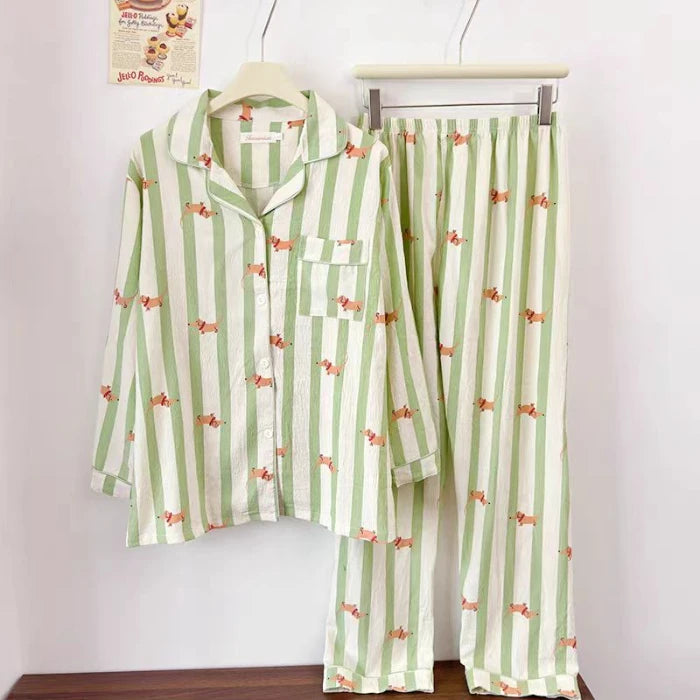 Y2K Colourful Love Plaid Print Women's Pajamas Harajuku Style Sweet Cute Sleepwear Women's New Spring Kawaii 2 Piece Pajamas Set